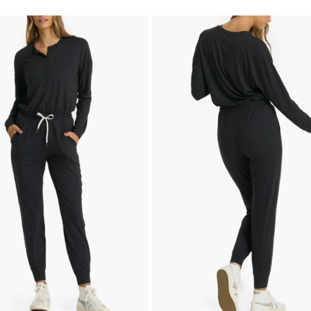 Vuori Lux Henley Jumpsuit in Black Heather Women's Small
